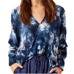 NWT YOUNG FABULOUS& BROKE Tie-Dye Top in Blue & Cream - Flawed gem
